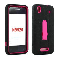 ZTE Boost Max+ Boost Max N9521 N9520 Armor Hybrid with Stand (Black Hot Pink)